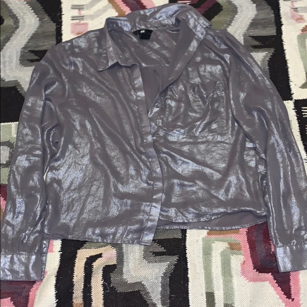 H&M sparkly grey button down